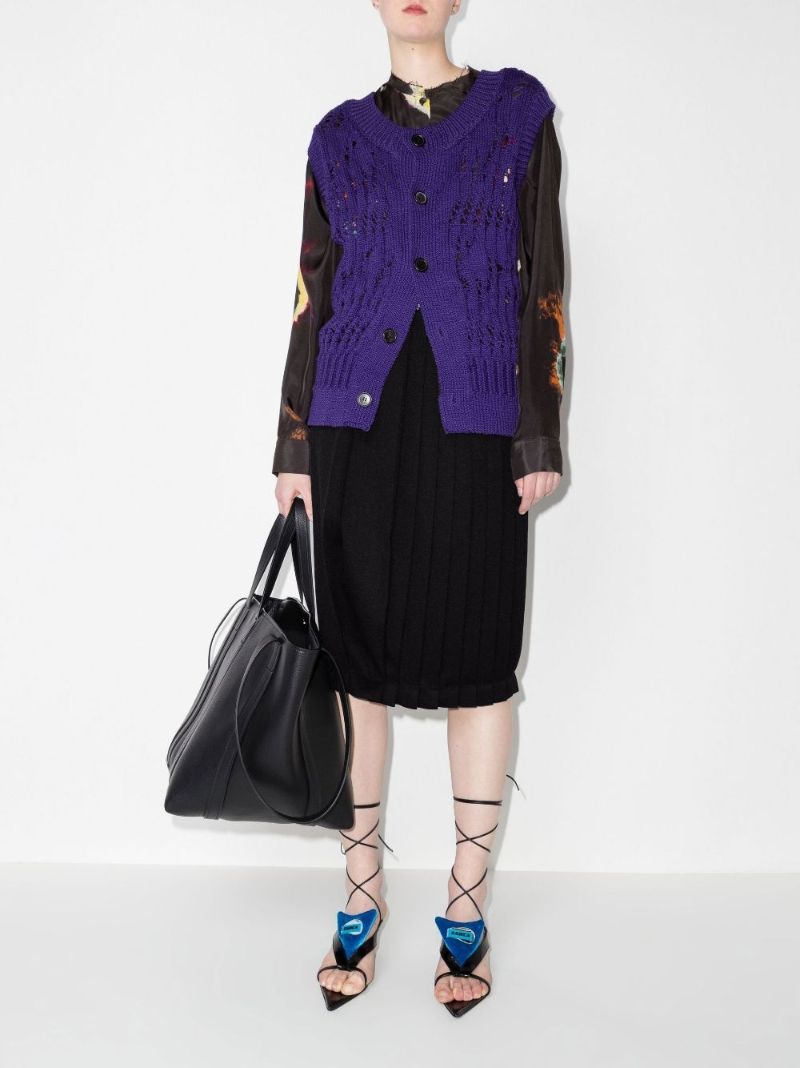 Asymmetrical Pleated Midi Skirt