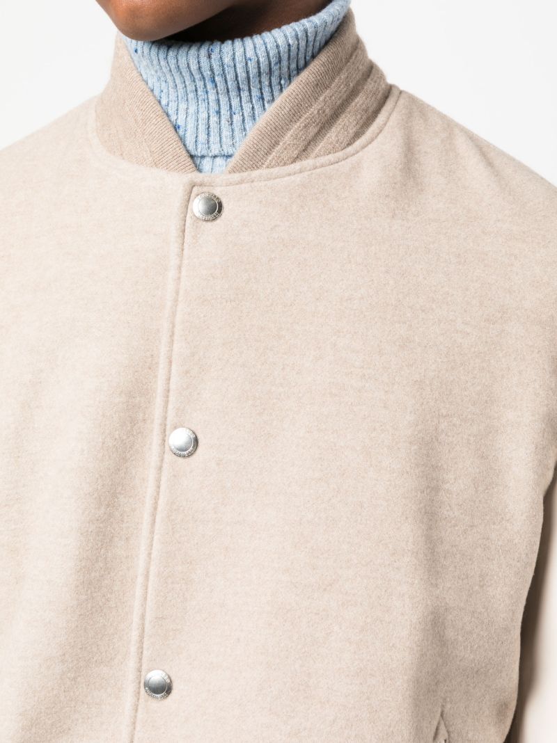Neutral Colour Block Cashmere Bomber Jacket