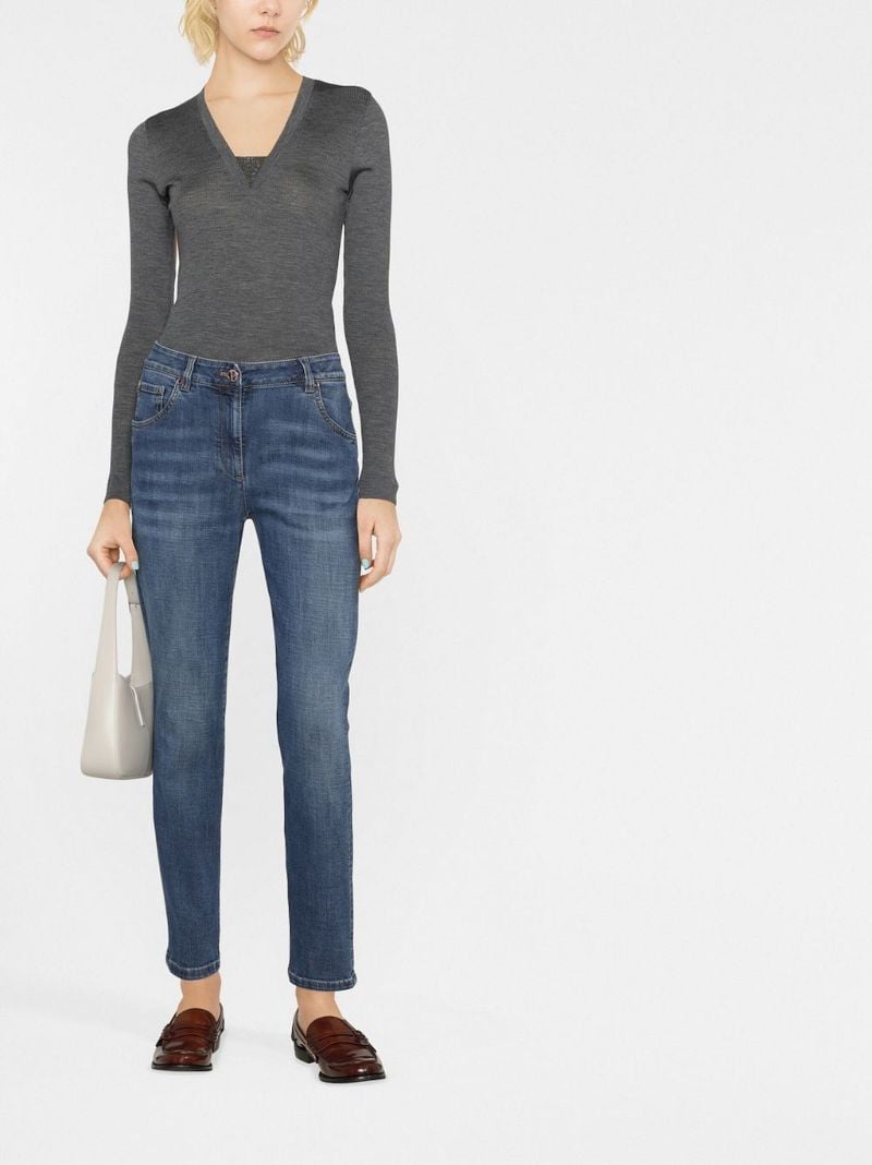 Blue Distressed-finish Jeans