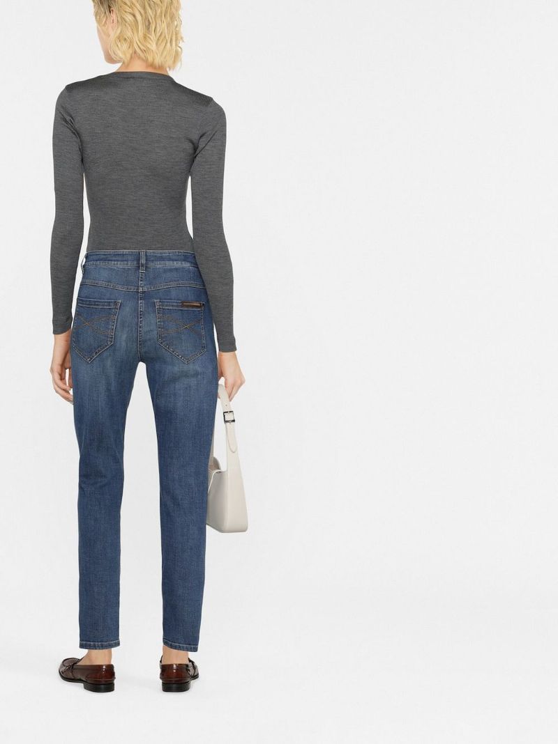 Blue Distressed-finish Jeans