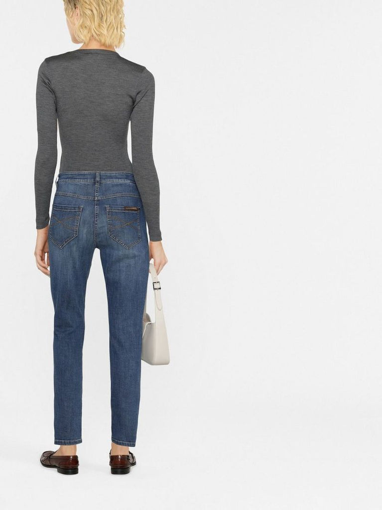 Blue Distressed-finish Jeans