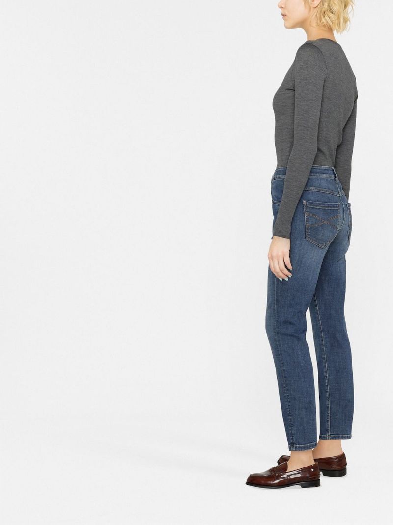 Blue Distressed-finish Jeans