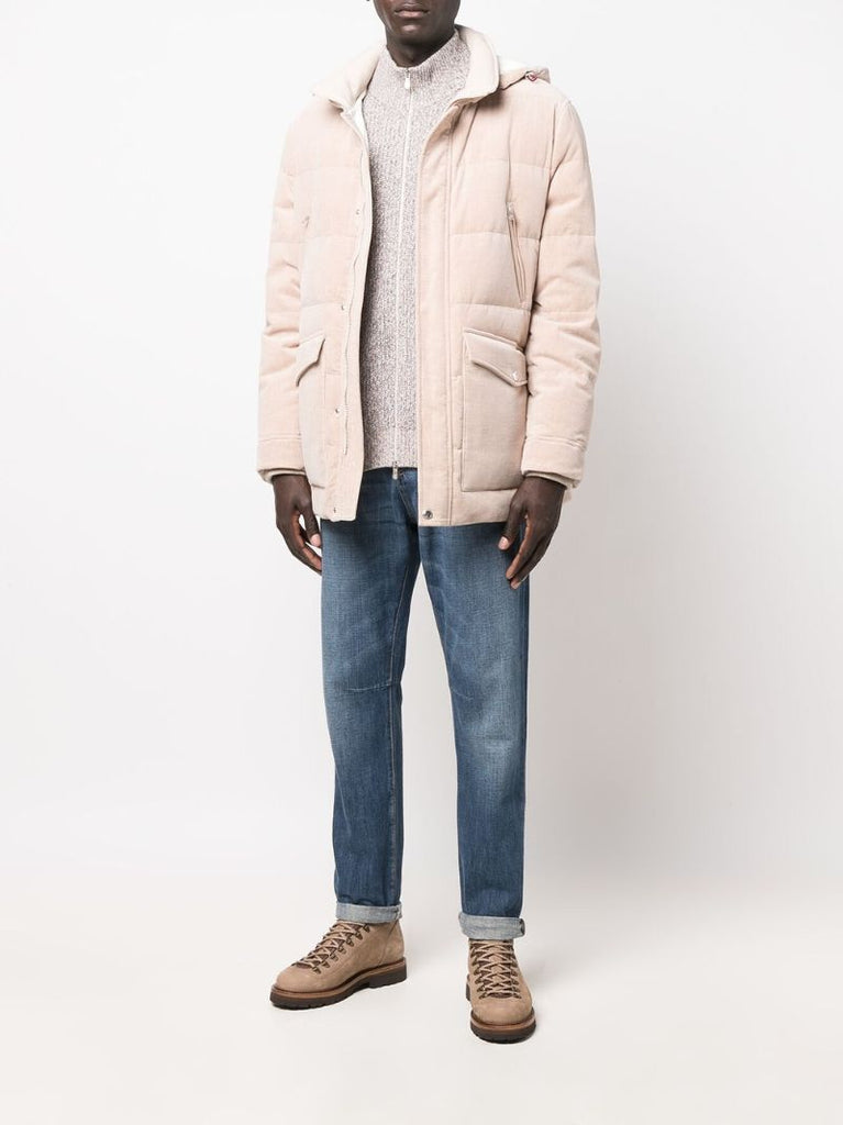 Neutral Padded Quilted Cotton Jacket