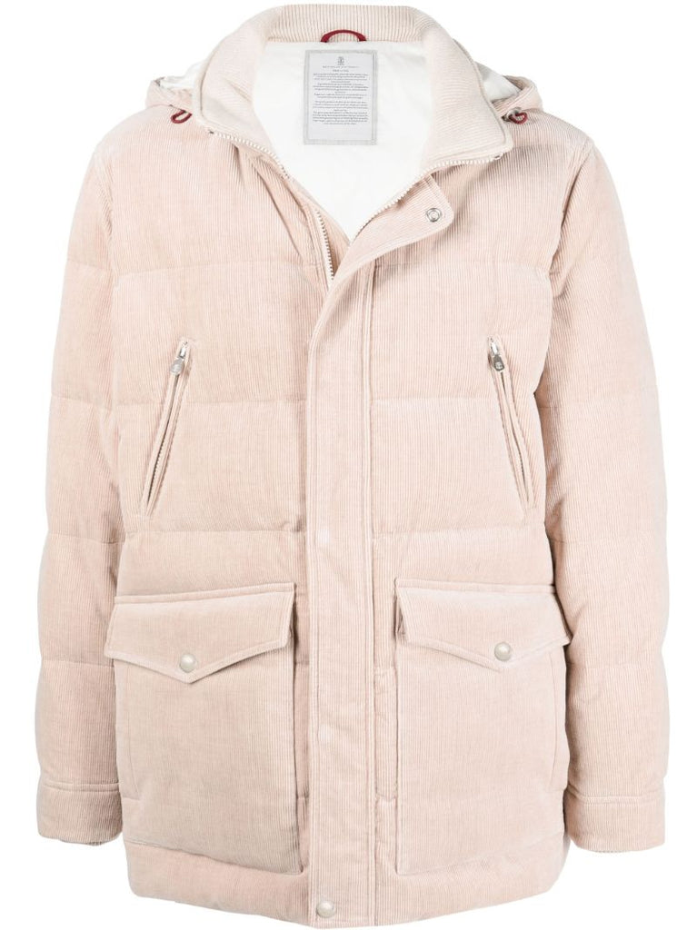 Neutral Padded Quilted Cotton Jacket