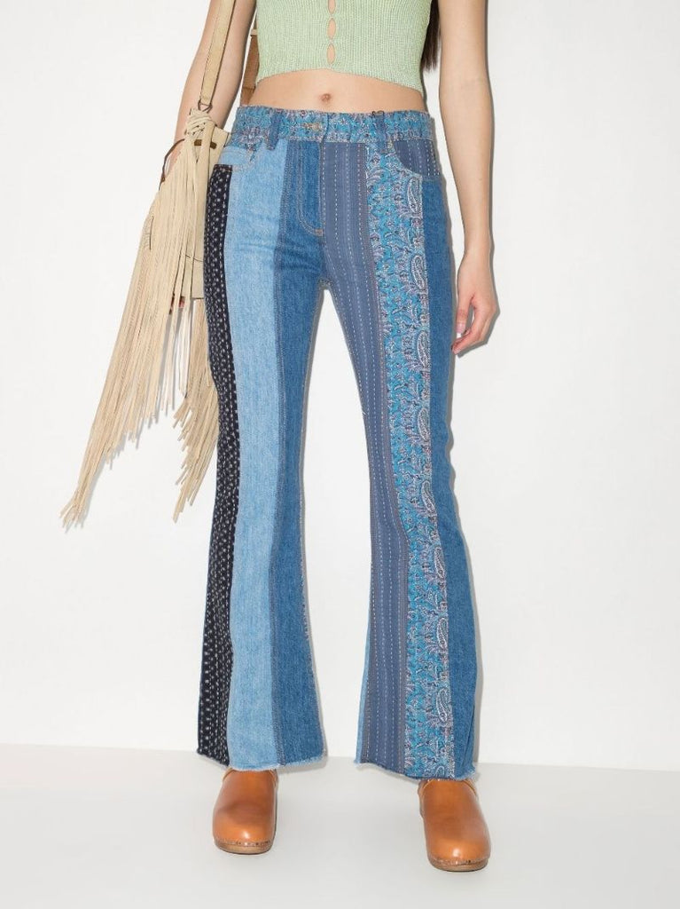 Flared Patchwork Jeans