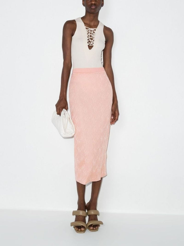 Brush Knit Pencil Midi Skirt