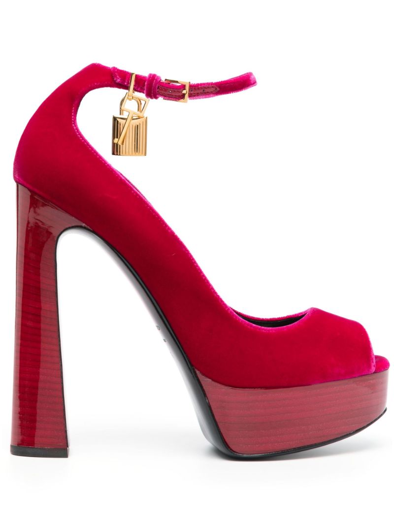 Pink Padlock 145 Velvet Platform Sandals