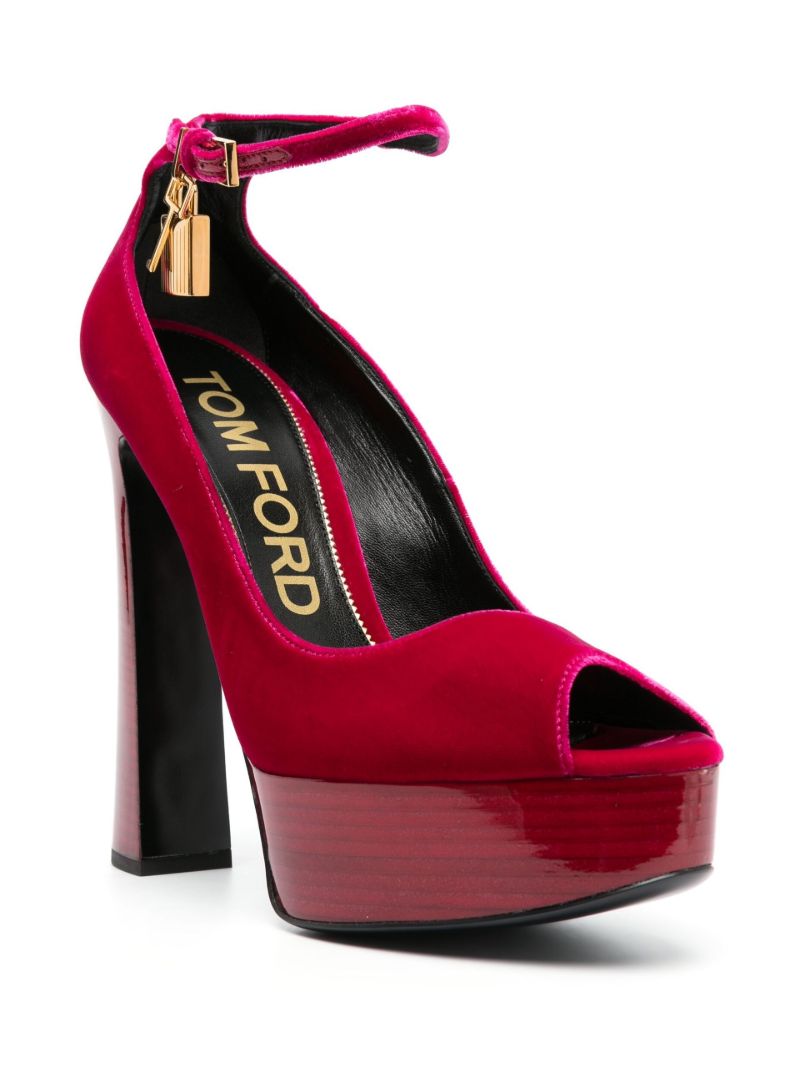 Pink Padlock 145 Velvet Platform Sandals