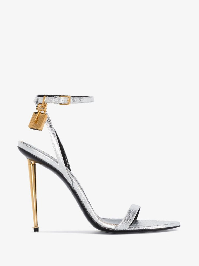 Silver-tone Padlock 105 Leather Sandals