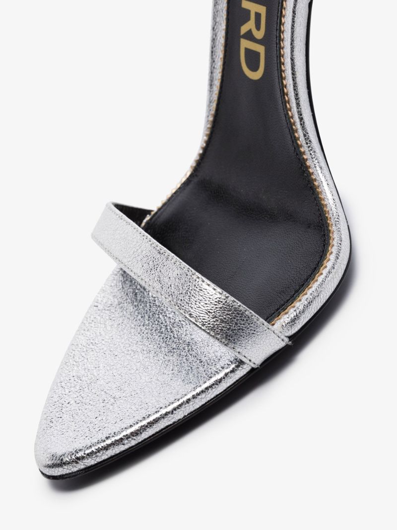 Silver-tone Padlock 105 Leather Sandals