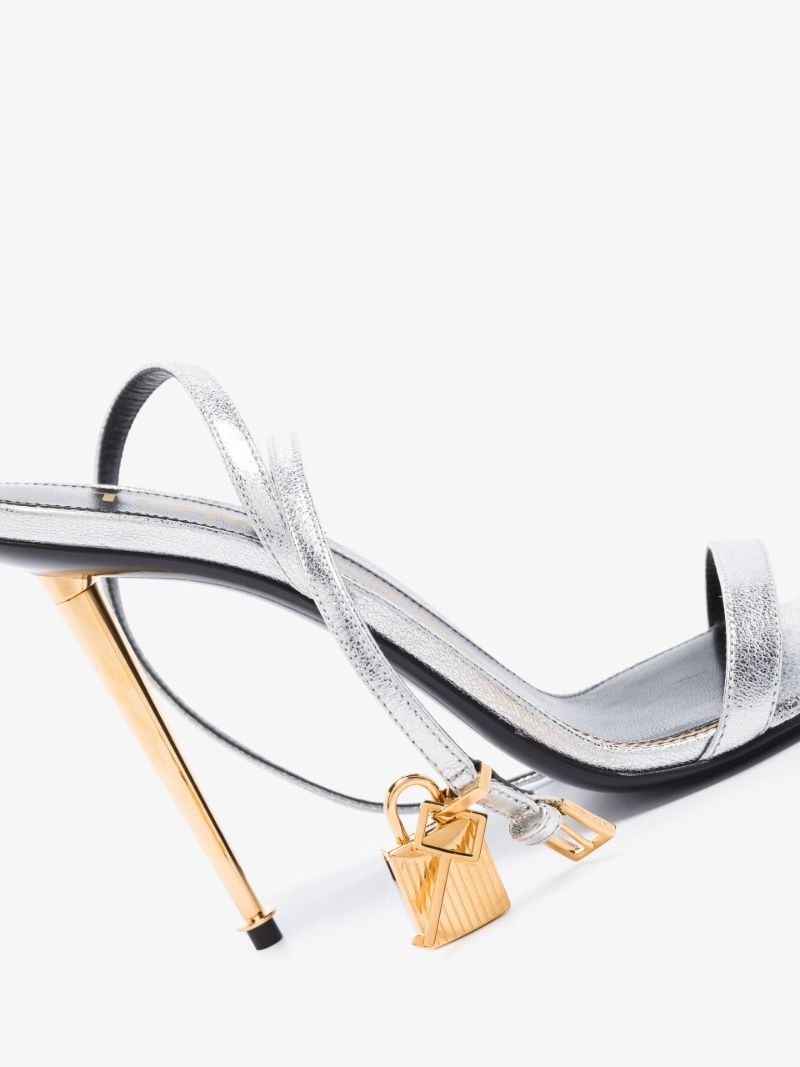 Silver-tone Padlock 105 Leather Sandals