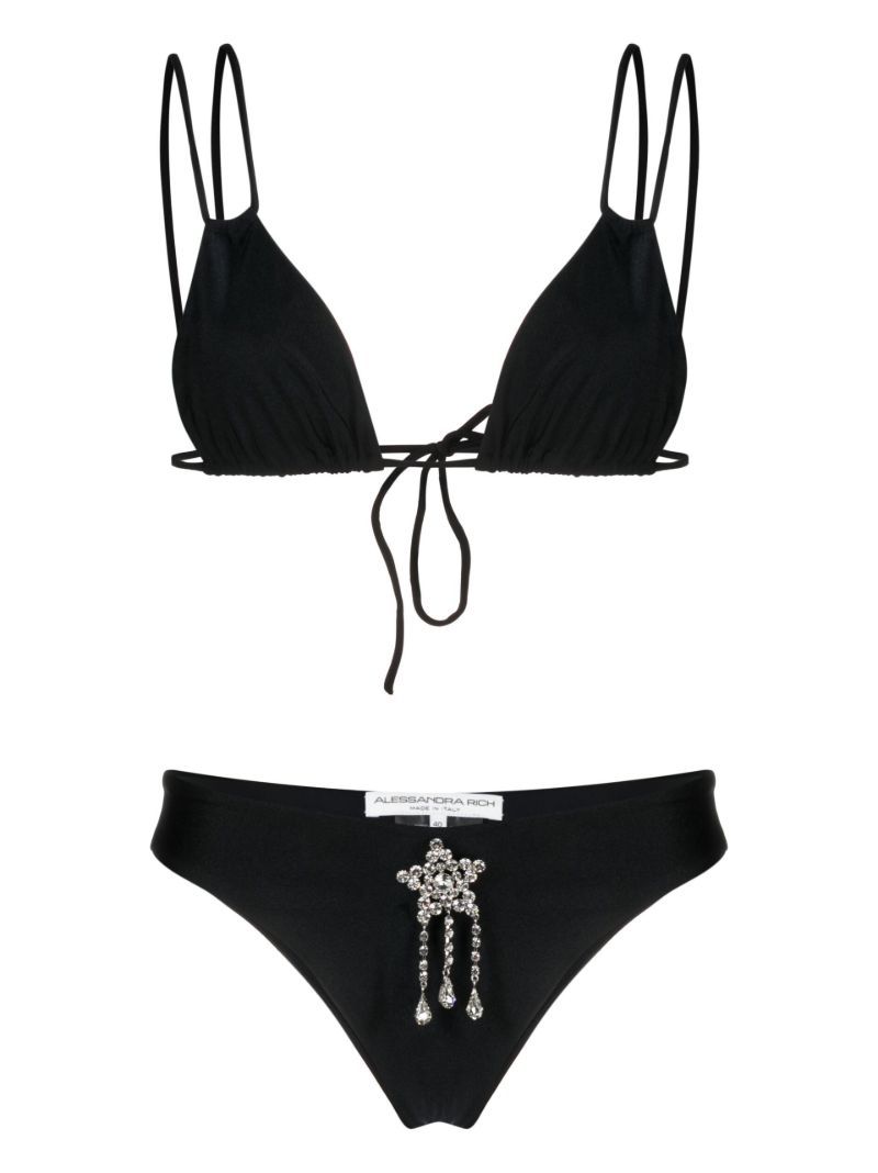 Black Crystal-embellished Bikini