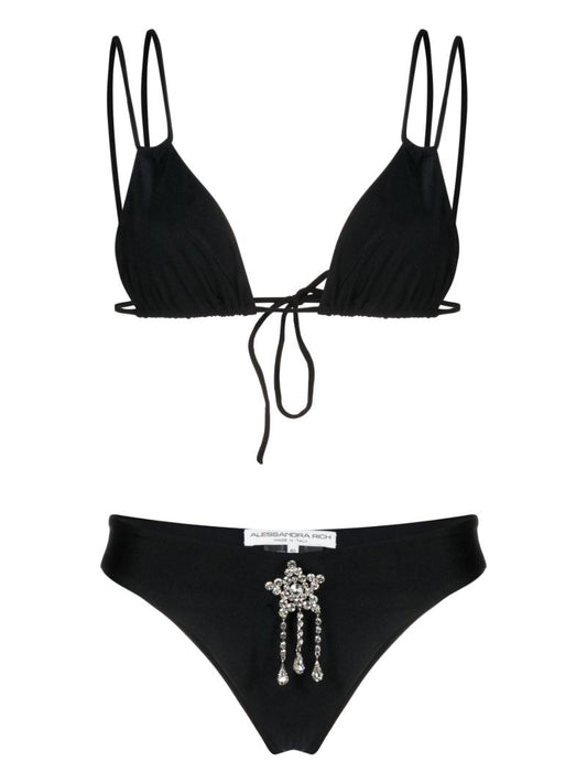 Black Crystal-embellished Bikini