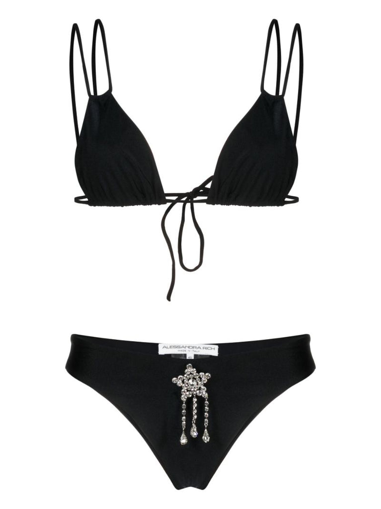 Black Crystal-embellished Bikini