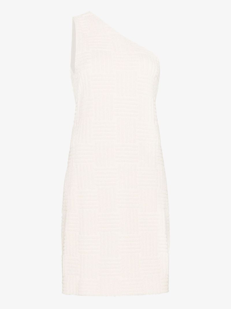 White One-shoulder Towelling Mini Dress