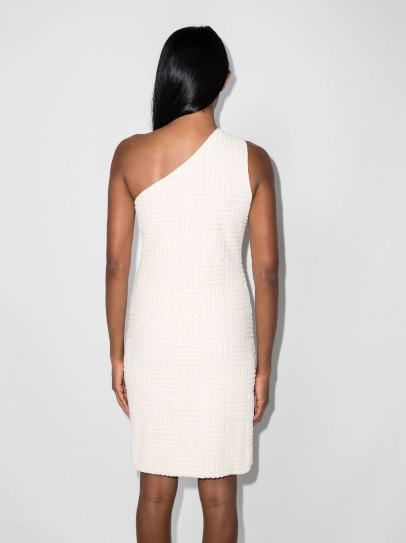 White One-shoulder Towelling Mini Dress