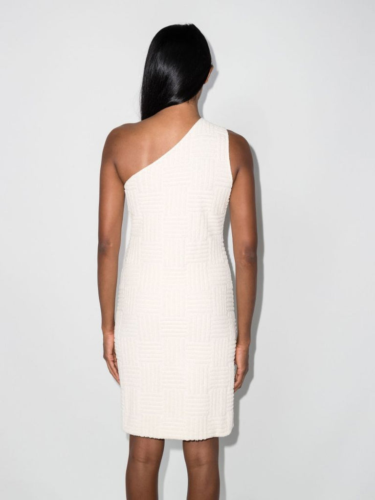 White One-shoulder Towelling Mini Dress