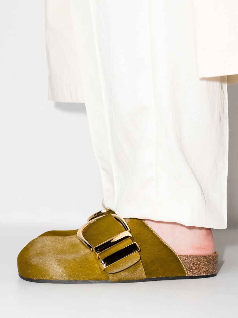 Green Downing Calf Hair Mules