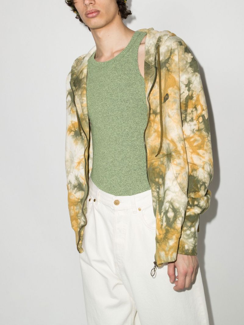 X Browns Focus Yellow Tie-dye Zip-up Cotton Hoodie