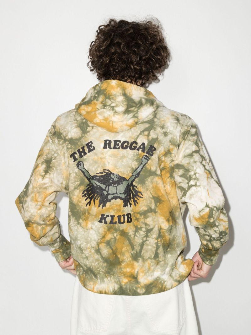X Browns Focus Yellow Tie-dye Zip-up Cotton Hoodie