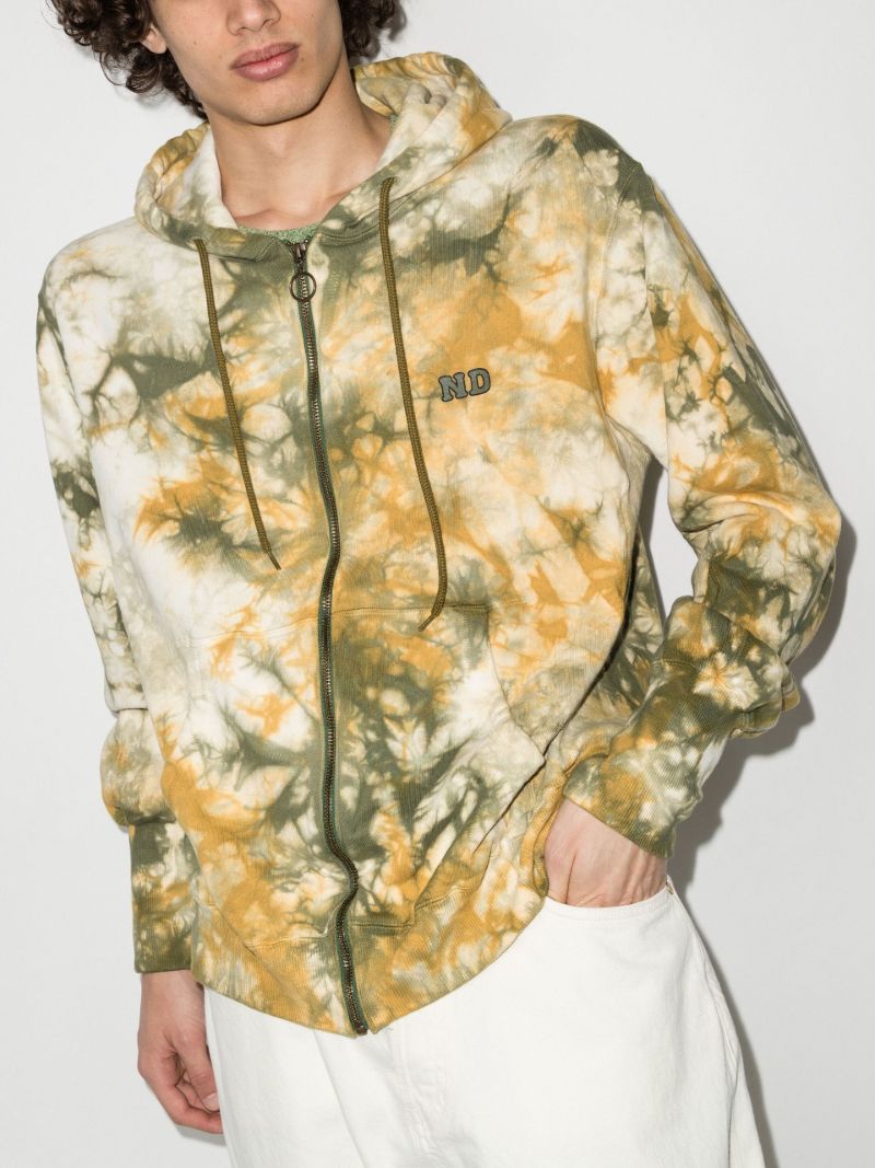 X Browns Focus Yellow Tie-dye Zip-up Cotton Hoodie
