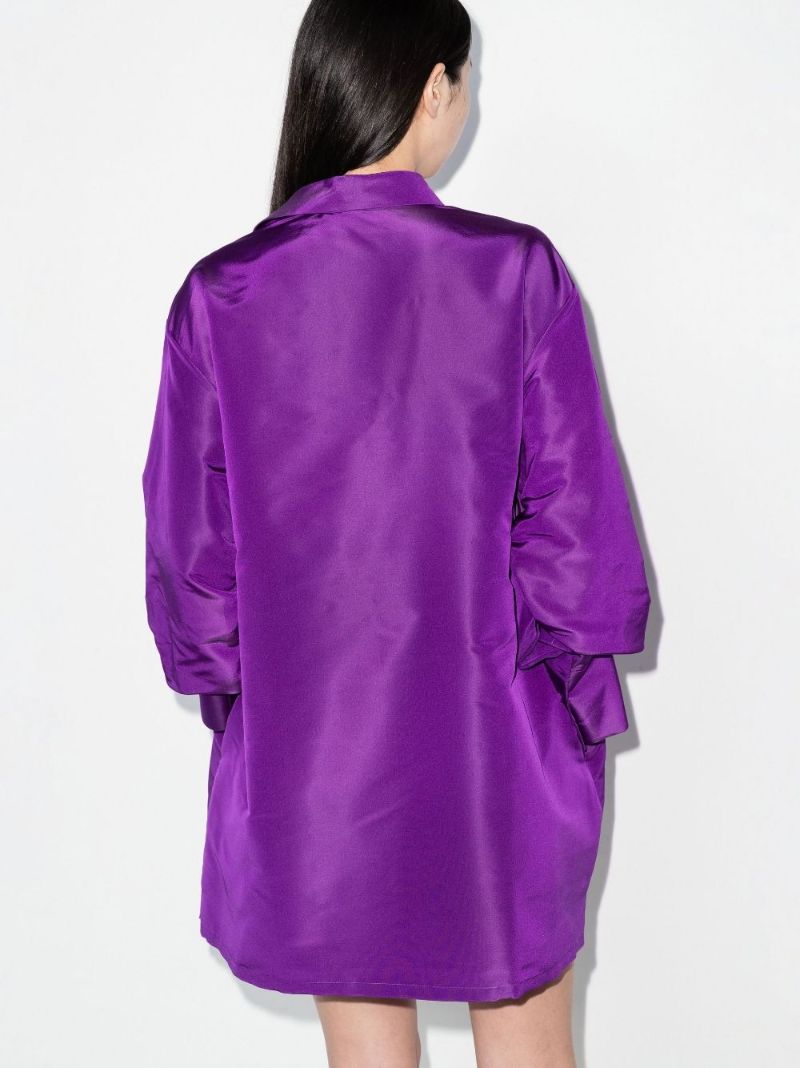 Purple Long-sleeve Silk Shirt Dress