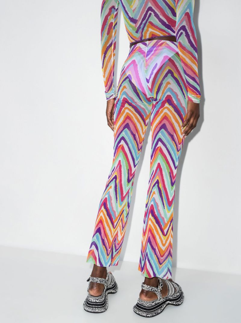 Multicolour Chevron Pattern Mesh Trousers