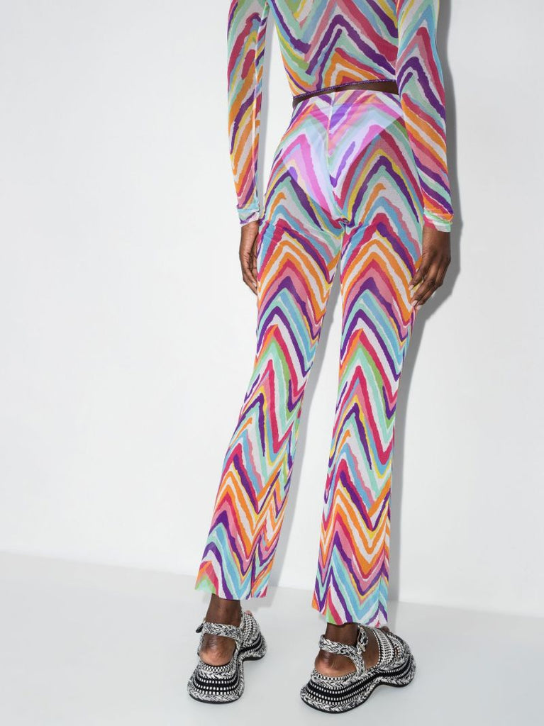 Multicolour Chevron Pattern Mesh Trousers