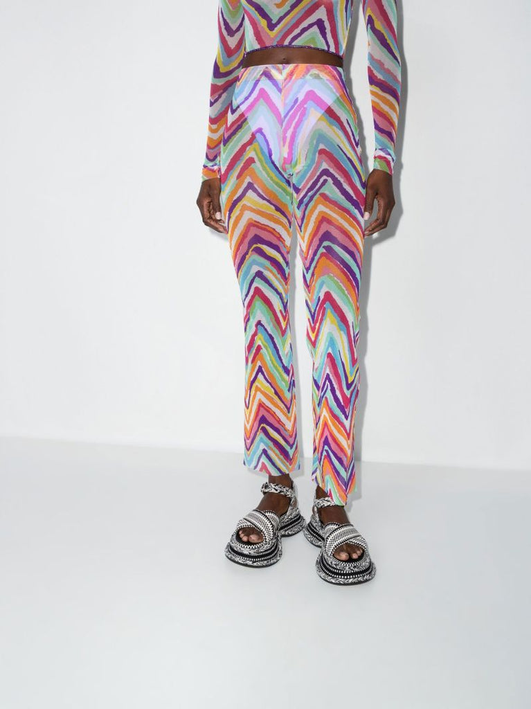 Multicolour Chevron Pattern Mesh Trousers