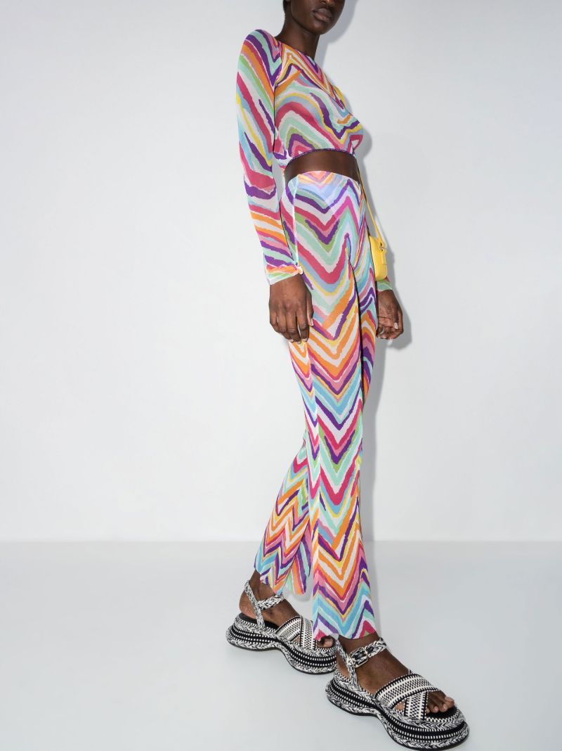 Multicolour Chevron Pattern Mesh Trousers