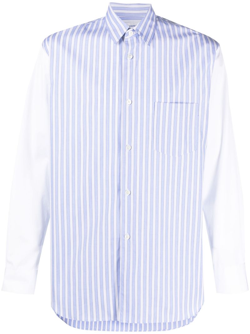 Blue and White Pinstripe-print Shirt