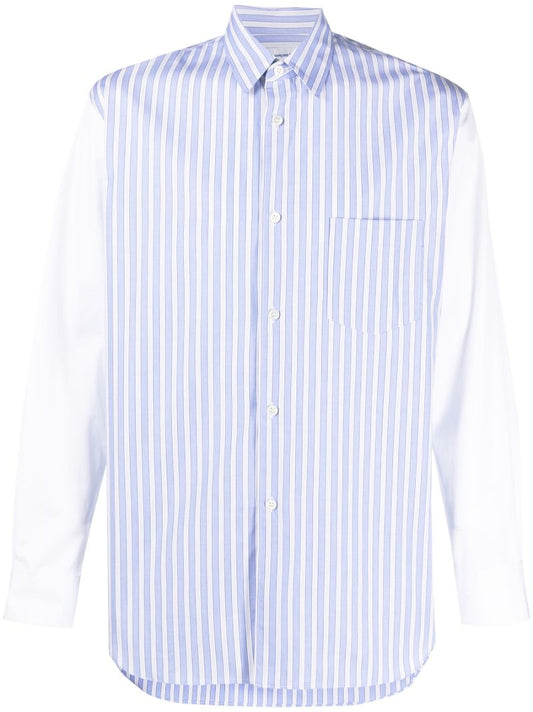 Blue and White Pinstripe-print Shirt