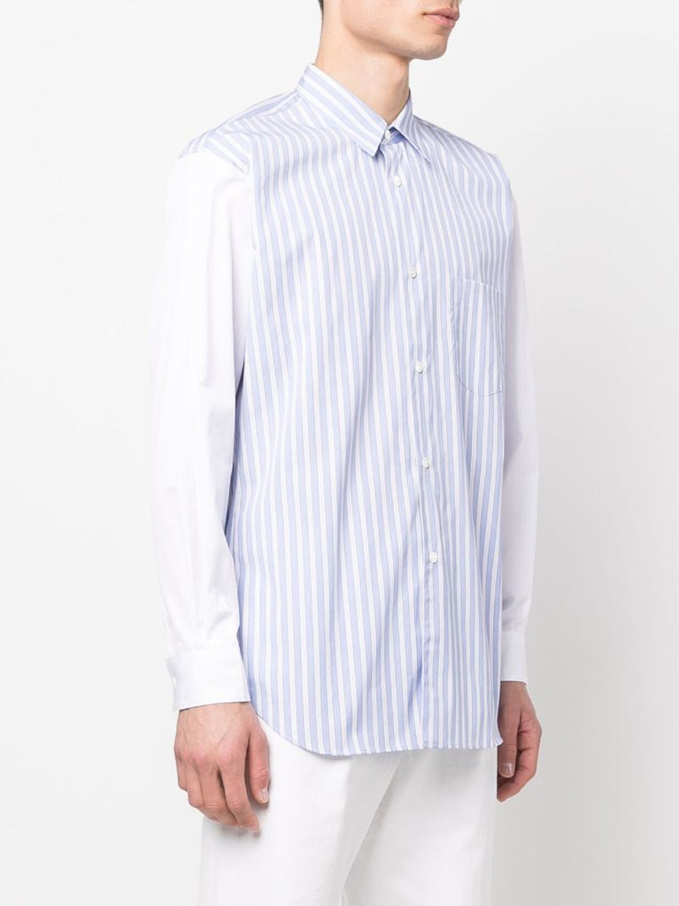 Blue and White Pinstripe-print Shirt