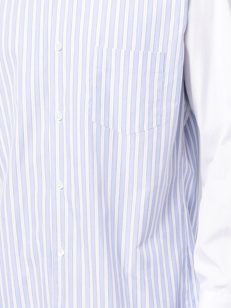 Blue and White Pinstripe-print Shirt