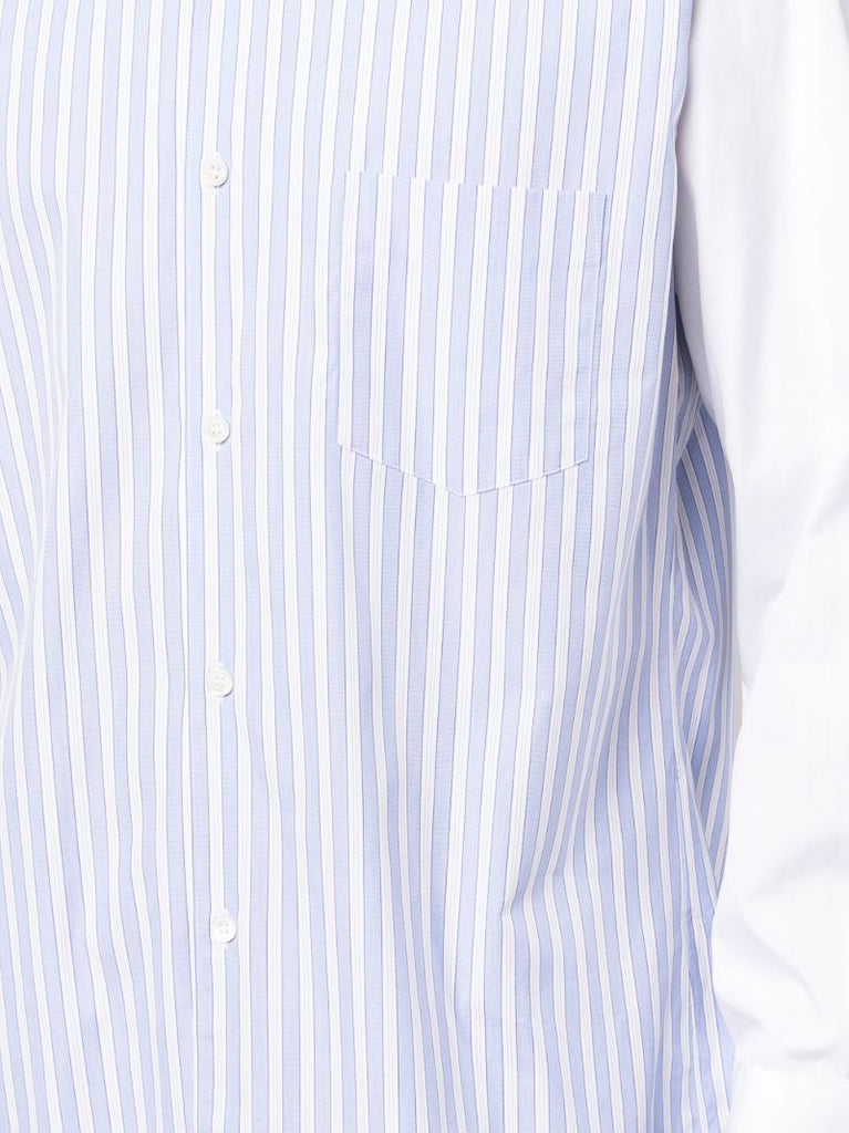 Blue and White Pinstripe-print Shirt