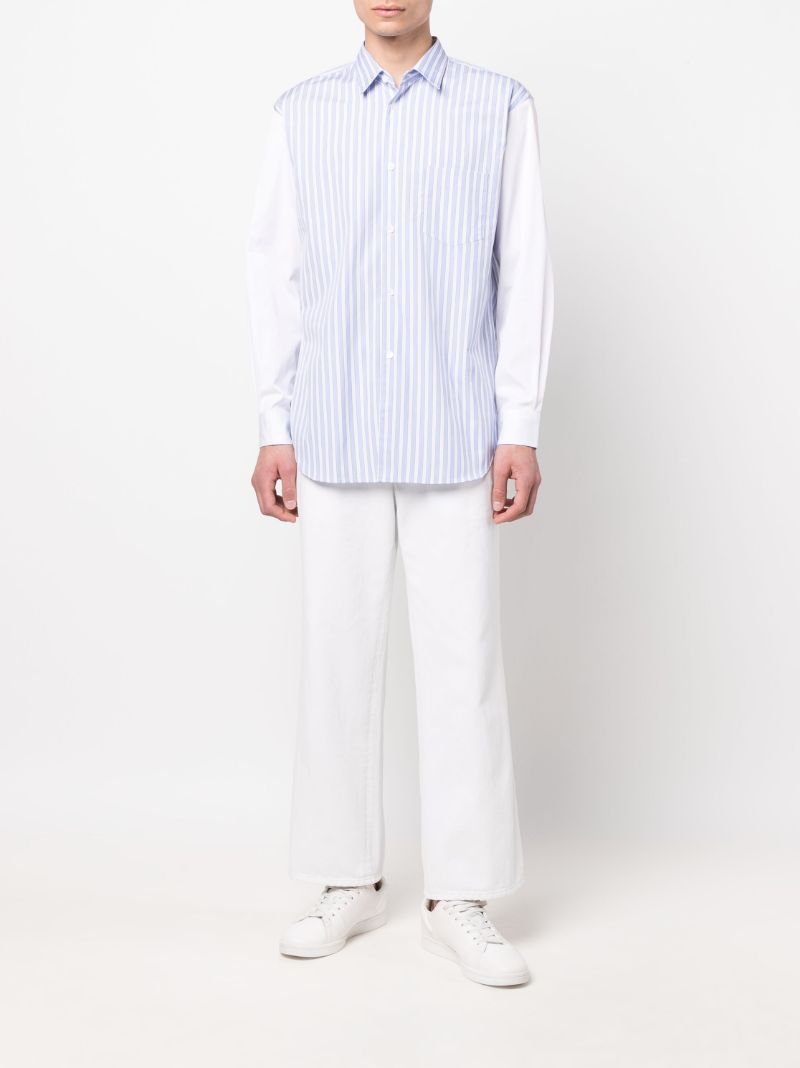 Blue and White Pinstripe-print Shirt