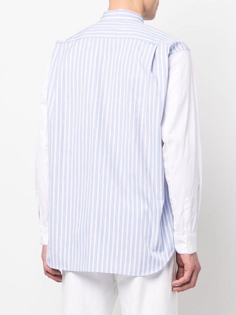 Blue and White Pinstripe-print Shirt