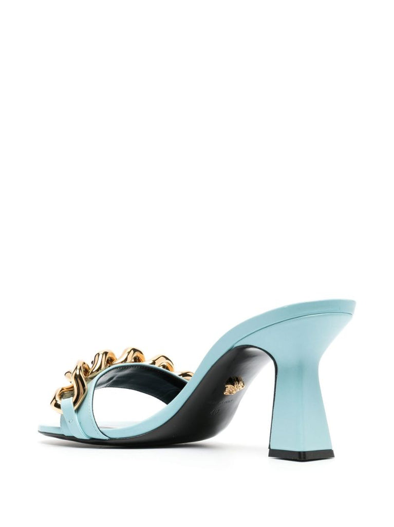 Blue Medusa Chain 70 Leather Mules