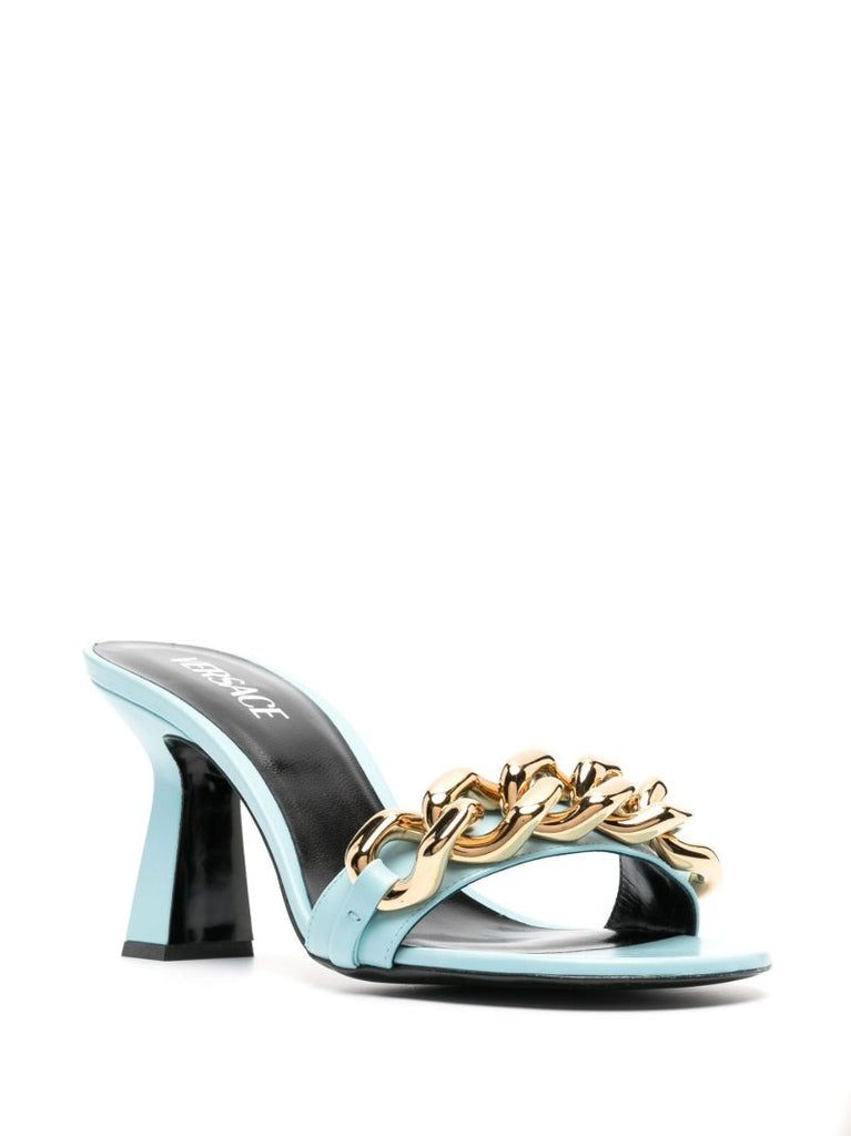 Blue Medusa Chain 70 Leather Mules