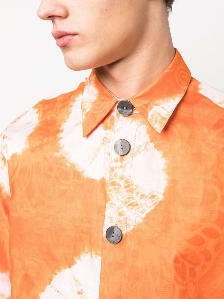 Orange Tie-dye Graphic Print Shirt