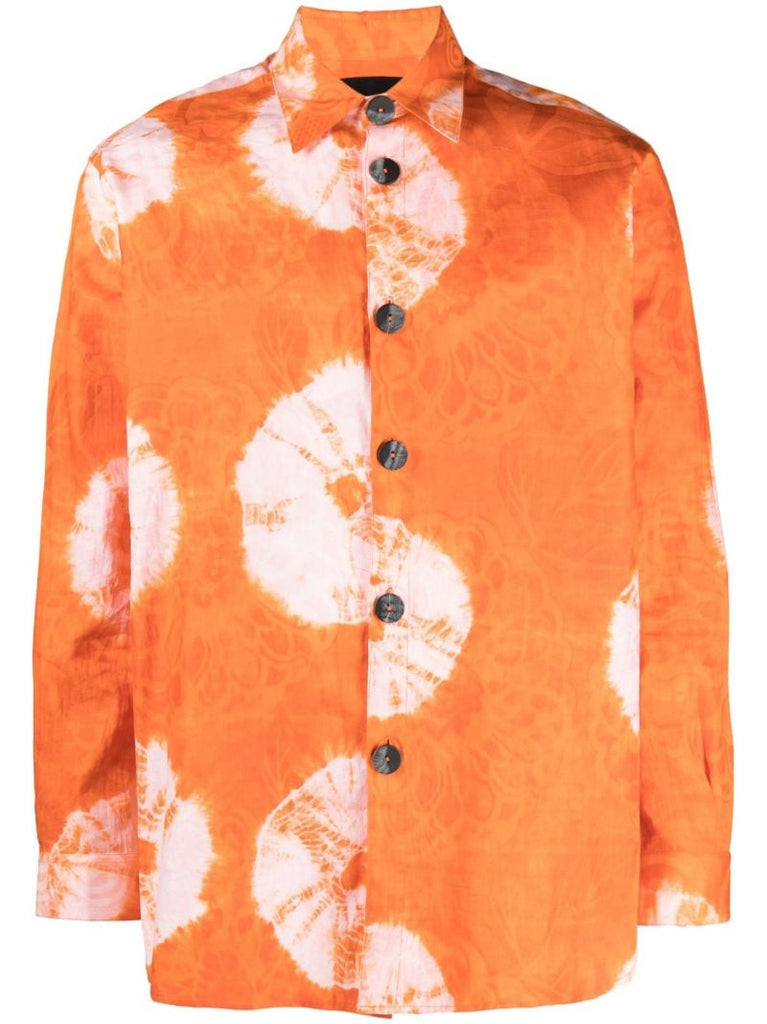 Orange Tie-dye Graphic Print Shirt