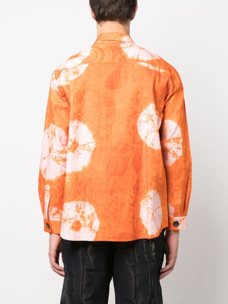 Orange Tie-dye Graphic Print Shirt