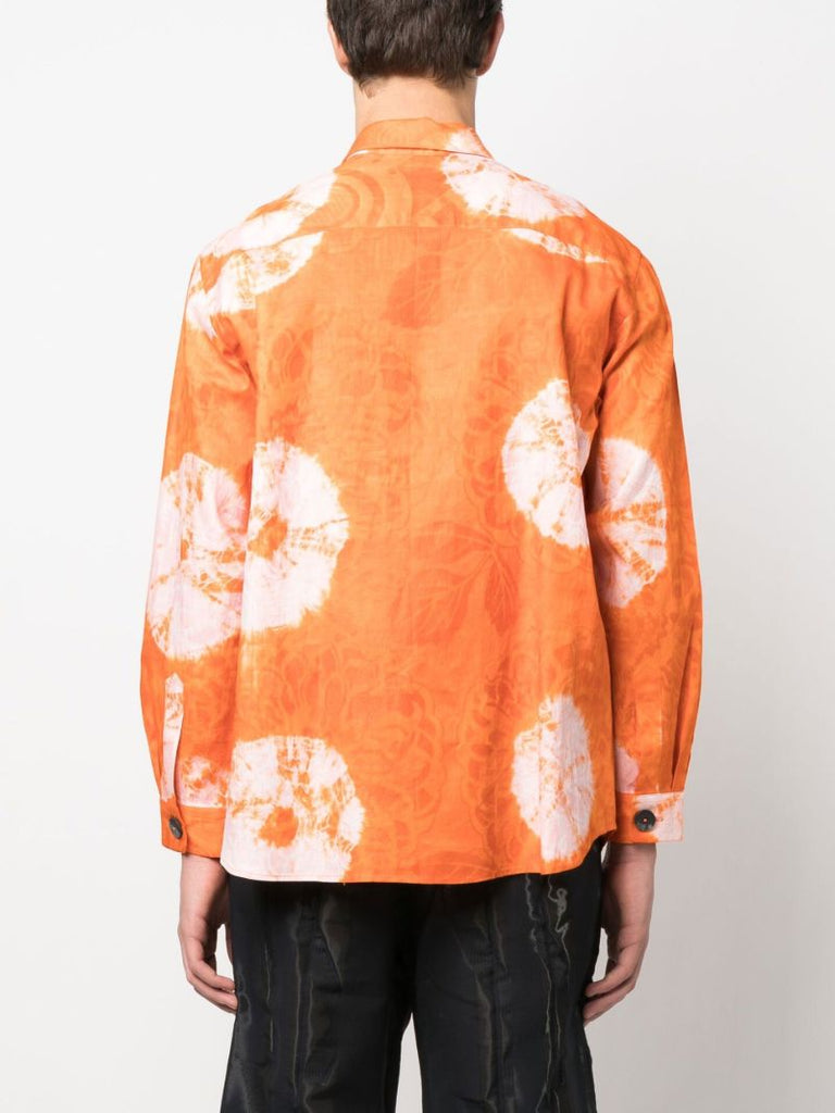 Orange Tie-dye Graphic Print Shirt