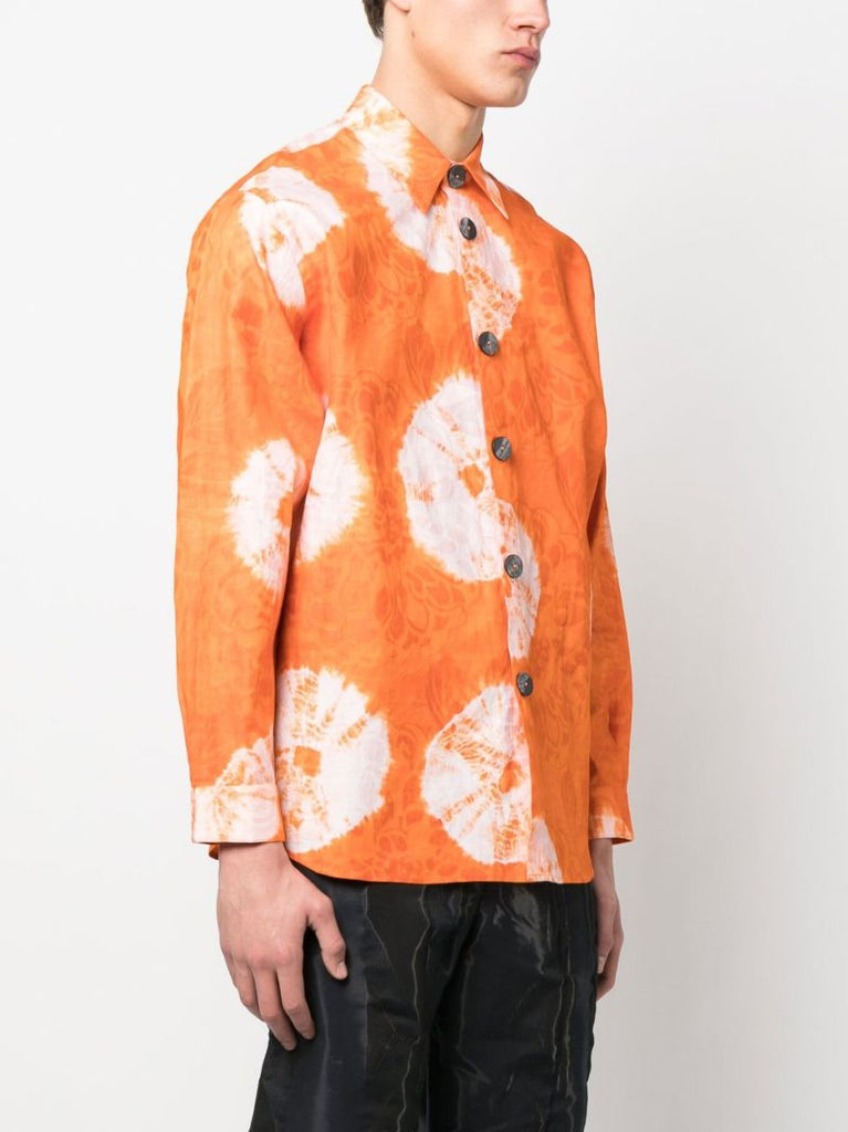 Orange Tie-dye Graphic Print Shirt