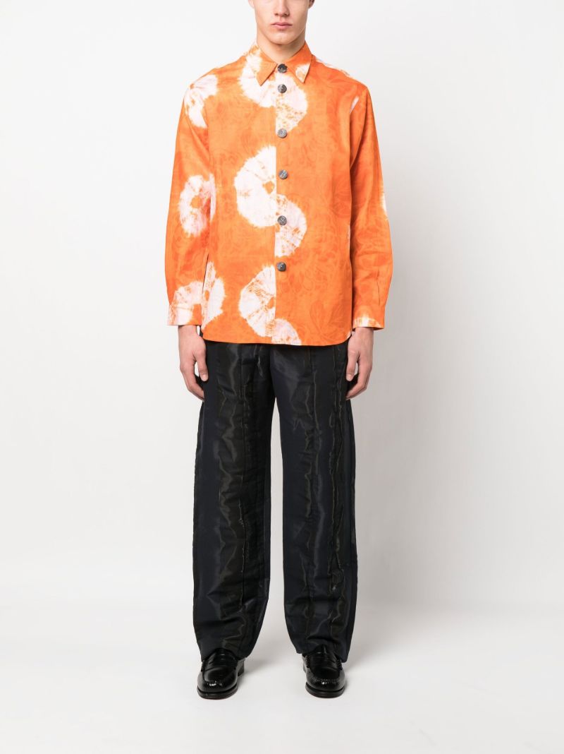Orange Tie-dye Graphic Print Shirt