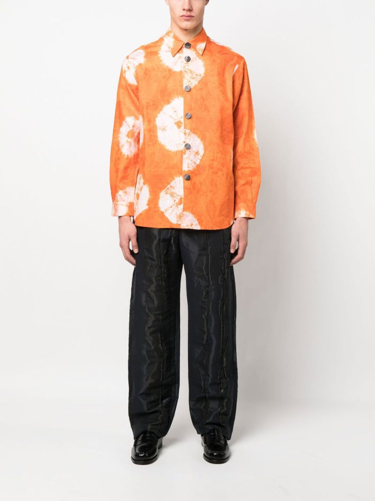 Orange Tie-dye Graphic Print Shirt
