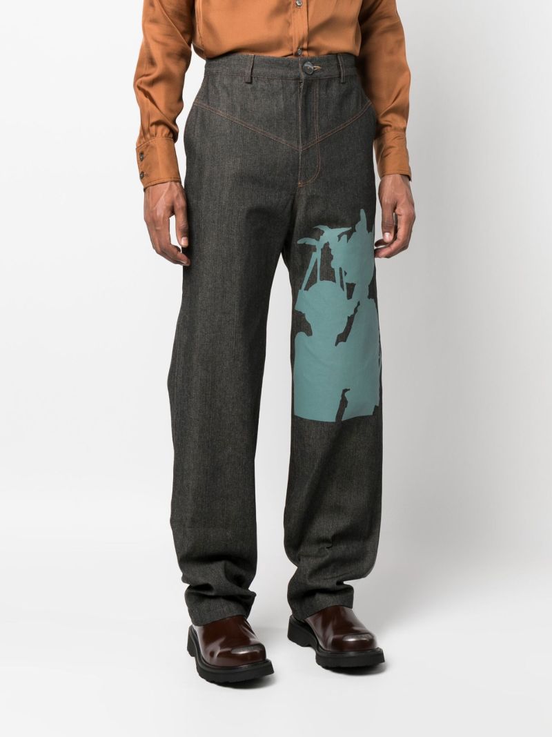 Blue Nomoli Screen Printed Denim Jeans