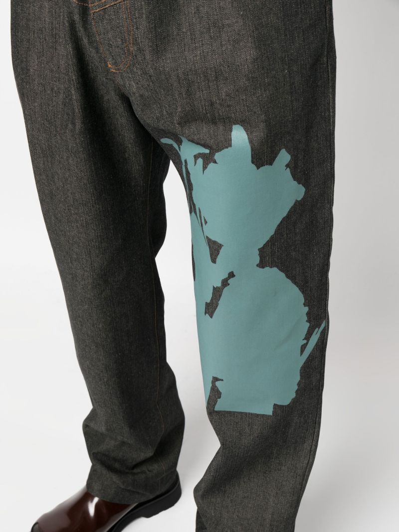 Blue Nomoli Screen Printed Denim Jeans