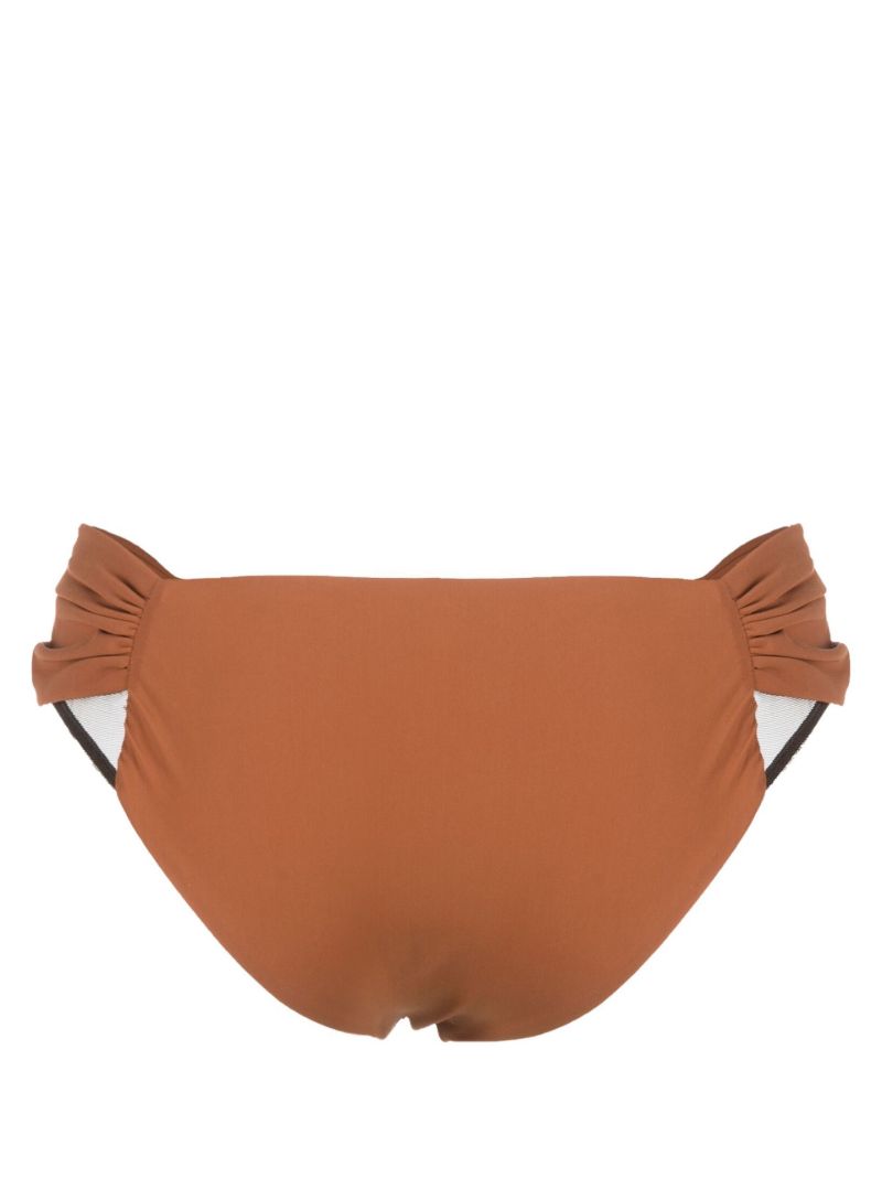 Brown Ruched Bikini Bottoms