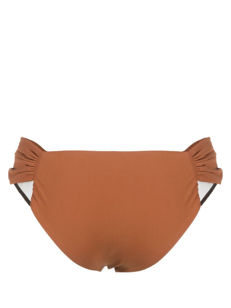 Brown Ruched Bikini Bottoms